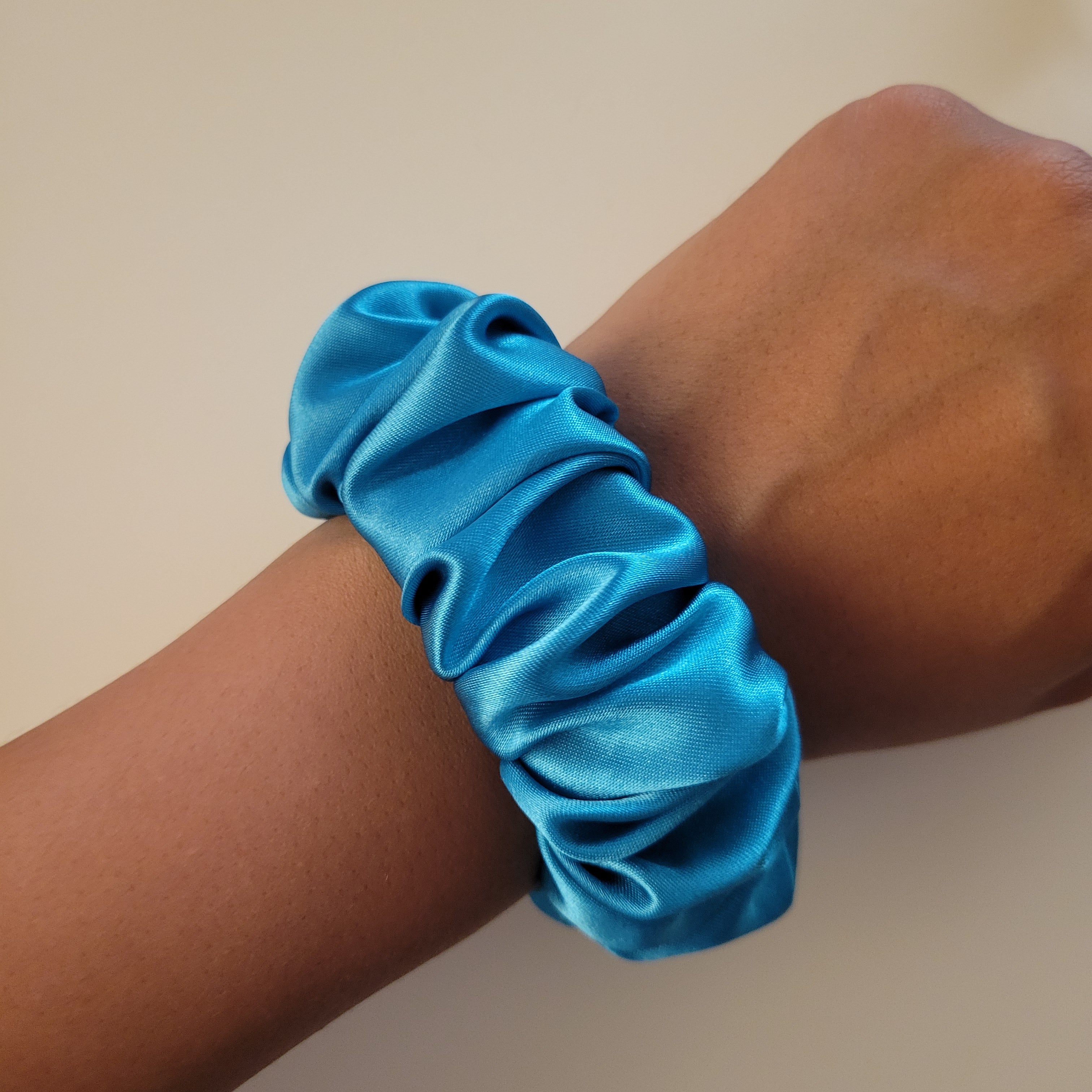 Blue Satin Wristlet